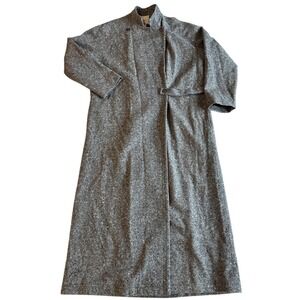 Vintage 1980s Jill Jr. Wool Blend Fit & Flare Trench Coat Gray Women M Timeless